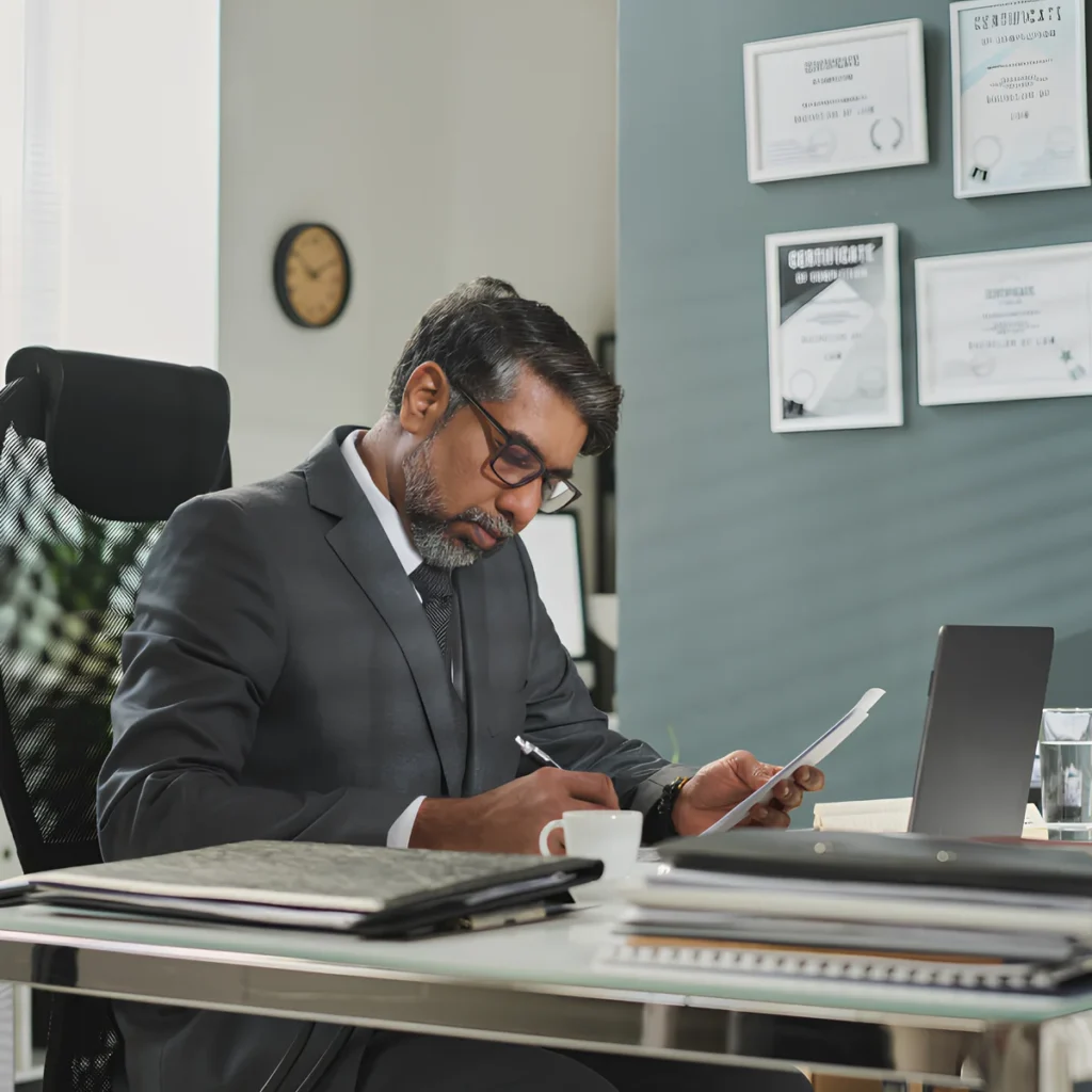 Image of an attorney handling workers' compensation.